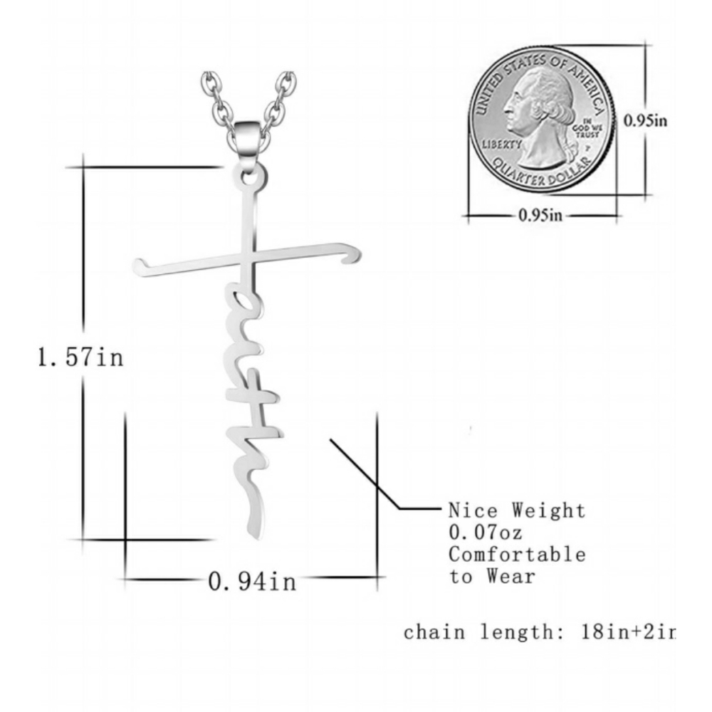 Faith Silvertone Pendant Necklace - Picture 2 of 4